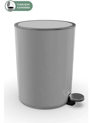 Özbience 5 Lt Pedallı Banyo ve Mutfak Çöp Kovası Gri