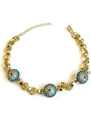 Mbb E-Ticaret Taşlı Nazar Bileklik - Altın