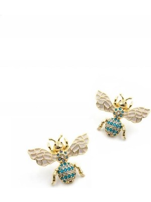 Mbb E-Ticaret Taşlı Arı Küpe - Mavi