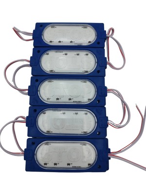Powerr Led Aydınlatma 12 Volt Stop Yazılı Mavi Işık 90X35 mm Çakar Modül 5 Adet