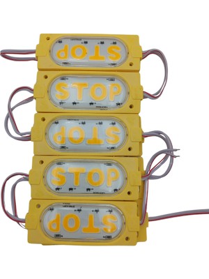 Powerr Led Aydınlatma 12 Volt Stop Yazılı Sarı - Amber Işık 90X35 mm Çakar Modül 5 Adet