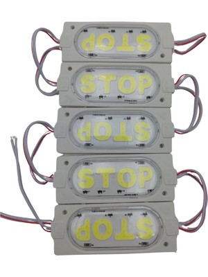 Powerr Led Aydınlatma 12 Volt Stop Yazılı Beyaz Işık 90X35 mm Çakar Modül 5 Adet