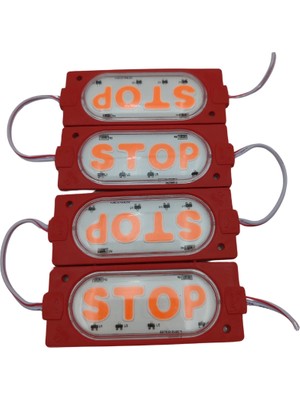Powerr Led Aydınlatma 12 Volt Stop Yazılı Kırmızı Işık 90X35 mm Çakar Modül 5 Adet