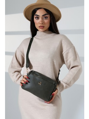 Moda Lime Kalın Askılı Şık ve Günlük Kullanıma Uygun Yeşil Kadın Çapraz Omuz Çantası