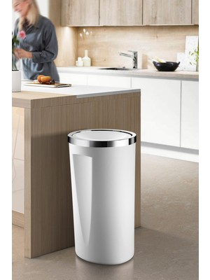Özbience Şık ve Kullanışlı 35L Beyaz Çöp Kovası, Pratik Temizlik Için Ideal