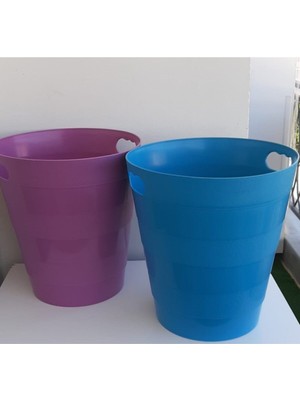 Özbience Mavi ve Pembe Plastik Çöp Kovası 12,5 Lt, 2'li Set, Ev ve Ofis Için