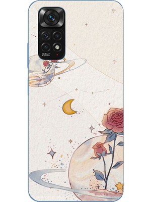 TechTree Redmi Note 11-11S Uyumlu Gezegen, Yıldız ve Gül Baskılı Silikon Kılıf