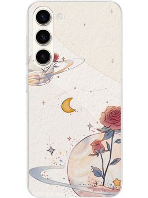TechTree Samsung Galaxy S24 Plus Uyumlu Gezegen, Yıldız ve Gül Baskılı Silikon Kılıf