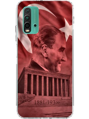 TechTree Redmi 9t-Poco M3 Uyumlu Atatürk Portresi ve Anıtkabir Baskılı Silikon Kılıf