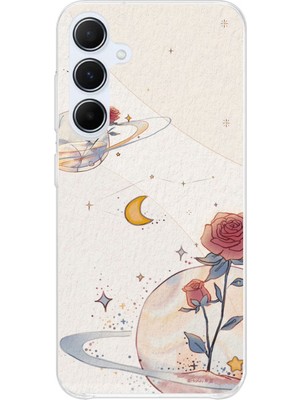 TechTree Samsung Galaxy A55 Uyumlu Gezegen, Yıldız ve Gül Baskılı Silikon Kılıf