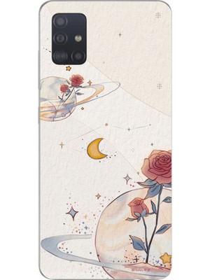TechTree Samsung Galaxy A51 Uyumlu Gezegen, Yıldız ve Gül Baskılı Silikon Kılıf