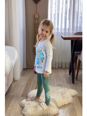 Koçak Kids Elsa Desenli Yeşil Renk Kız Çocuk Taytlı Takım