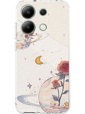 TechTree Redmi Note 13 4g Uyumlu Gezegen, Yıldız ve Gül Baskılı Silikon Kılıf