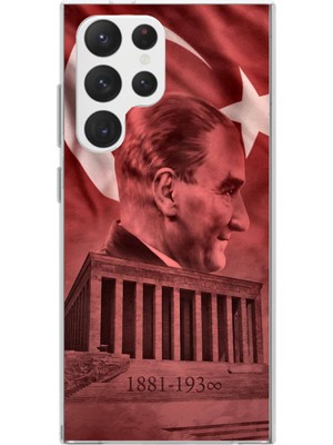 TechTree Samsung Galaxy S22 Ultra Uyumlu Atatürk Portresi ve Anıtkabir Baskılı Silikon Kılıf