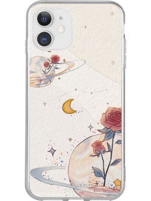 TechTree iPhone 11 Uyumlu Gezegen, Yıldız ve Gül Baskılı Silikon Kılıf
