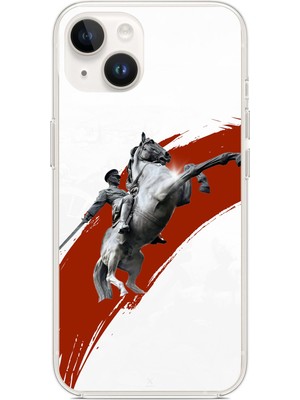 TechTree iPhone 14 Plus Uyumlu Şaha Kalkmış At Detaylı Atatürk  Baskılı Silikon Kılıf