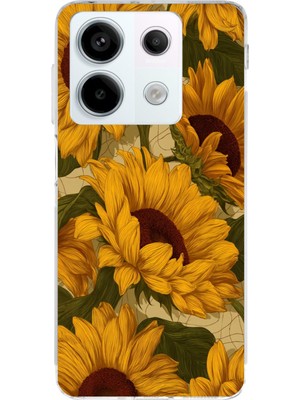 TechTree Redmi Note 13 Pro 5g Uyumlu Altın Sarısı Ayçiçeği Bahçesi Baskılı Silikon Kılıf