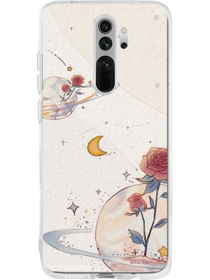 TechTree Redmi Note 8 Uyumlu Gezegen, Yıldız ve Gül Baskılı Silikon Kılıf