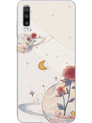 TechTree Samsung Galaxy A50-A30S Uyumlu Gezegen, Yıldız ve Gül Baskılı Silikon Kılıf