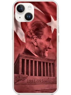 TechTree iPhone 14 Plus Uyumlu Atatürk Portresi ve Anıtkabir Baskılı Silikon Kılıf