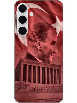 TechTree Samsung Galaxy S24 Fe Uyumlu Atatürk Portresi ve Anıtkabir Baskılı Silikon Kılıf