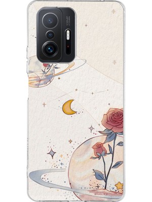 TechTree Xiaomi Mi 11T-11T Pro Uyumlu Gezegen, Yıldız ve Gül Baskılı Silikon Kılıf