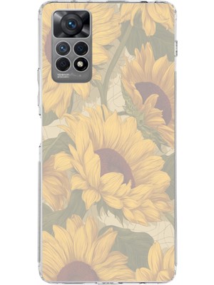 TechTree Redmi Note 12 Pro 4g Uyumlu Altın Sarısı Ayçiçeği Bahçesi Baskılı Silikon Kılıf