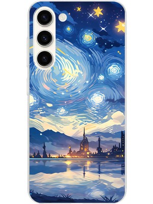 TechTree Samsung Galaxy S24 Plus Uyumlu Yıldızlı Gökyüzü ve Şehir Silüeti Baskılı Silikon Kılıf