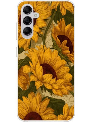 TechTree Samsung Galaxy A14 Uyumlu Altın Sarısı Ayçiçeği Bahçesi Baskılı Silikon Kılıf