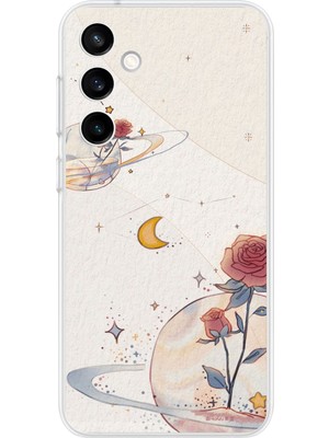 TechTree Samsung Galaxy S23 Fe Uyumlu Gezegen, Yıldız ve Gül Baskılı Silikon Kılıf