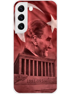 TechTree Samsung Galaxy S22 Uyumlu Atatürk Portresi ve Anıtkabir Baskılı Silikon Kılıf