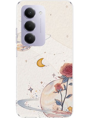 TechTree Redmi 15 4g Uyumlu Gezegen, Yıldız ve Gül Baskılı Silikon Kılıf