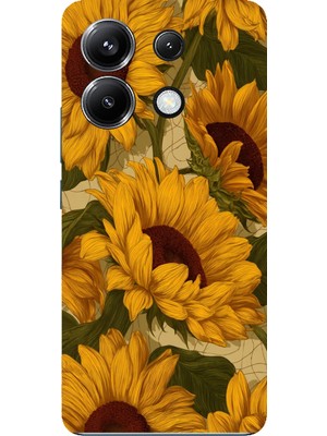 TechTree Poco X6 Pro Uyumlu Altın Sarısı Ayçiçeği Bahçesi Baskılı Silikon Kılıf