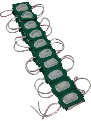 Powerr Led Aydınlatma 12 Volt 1.2 Watt Dar Açılı Tek Lensli Yeşil LED Modül IP65 10 Adet Modül