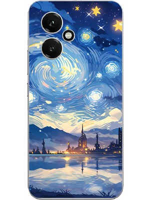 TechTree Honor 400 Uyumlu Yıldızlı Gökyüzü ve Şehir Silüeti Baskılı Silikon Kılıf