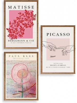 Marsilyan Ünlü Tablolar Üçlü Ahşap Çerçeveli Tablo 40 x 60