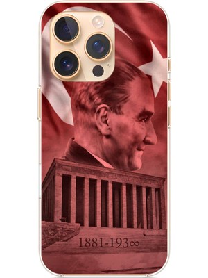 TechTree iPhone 16 Pro Uyumlu Atatürk Portresi ve Anıtkabir Baskılı Silikon Kılıf