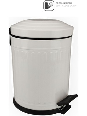 Özbience 12 Lt Soft Close Kapaklı Beyaz Çöp Kovası, Pratik ve Hızlı Kullanım