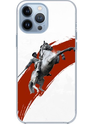 TechTree iPhone 13 Pro Max Uyumlu Şaha Kalkmış At Detaylı Atatürk  Baskılı Silikon Kılıf