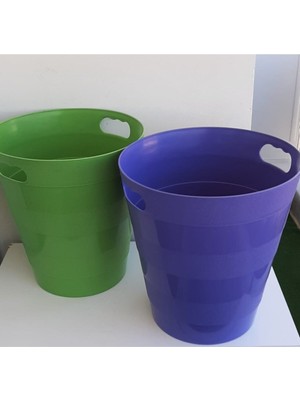 Özbience Yeşil ve Mor Renkli 12,5 Lt Plastik Çöp Kovası, 2'li Set