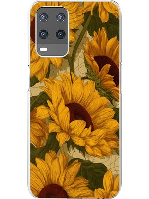 TechTree Oppo A54 Uyumlu Altın Sarısı Ayçiçeği Bahçesi Baskılı Silikon Kılıf