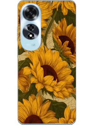 TechTree Oppo A60 Uyumlu Altın Sarısı Ayçiçeği Bahçesi Baskılı Silikon Kılıf