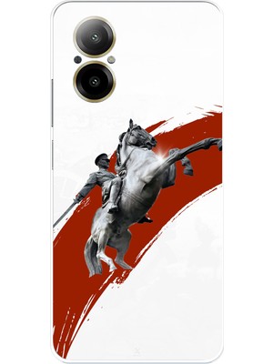 TechTree Realme 12 Lite Uyumlu Şaha Kalkmış At Detaylı Atatürk  Baskılı Silikon Kılıf