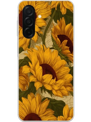 TechTree Samsung Galaxy A26 Uyumlu Altın Sarısı Ayçiçeği Bahçesi Baskılı Silikon Kılıf