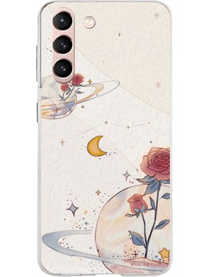 TechTree Samsung Galaxy S21 Uyumlu Gezegen, Yıldız ve Gül Baskılı Silikon Kılıf