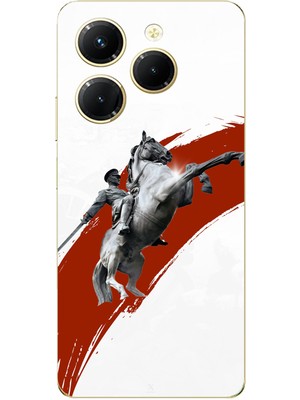 TechTree Tecno Spark 20 Pro Uyumlu Şaha Kalkmış At Detaylı Atatürk  Baskılı Silikon Kılıf