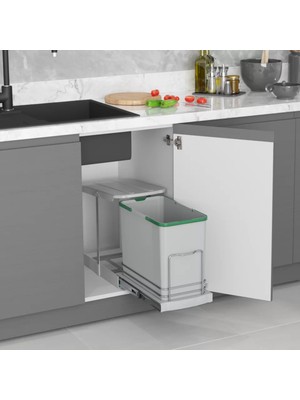 Özbience 24 Lt. Raylı Plastik Çöp Kovası, Gri, Sağlam ve Şık Tasarım