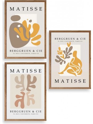 Marsilyan Matisse Üçlü Ahşap Çerçeveli Tablo 30 x 40