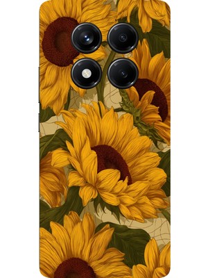 TechTree Redmi Note 14 Pro 5g Uyumlu Altın Sarısı Ayçiçeği Bahçesi Baskılı Silikon Kılıf