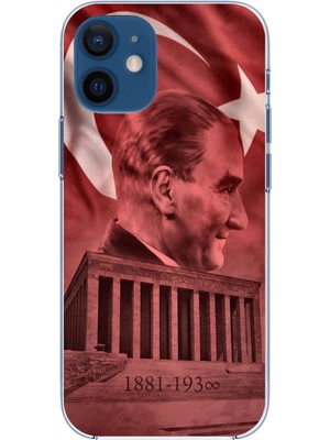 TechTree iPhone 12 Mini Uyumlu Atatürk Portresi ve Anıtkabir Baskılı Silikon Kılıf
